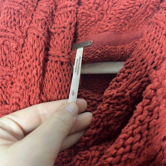 Free People Shades of Dawn Pullover Sweater Cowl Neck Slouchy Cable Knit Large - Picture 6 of 9